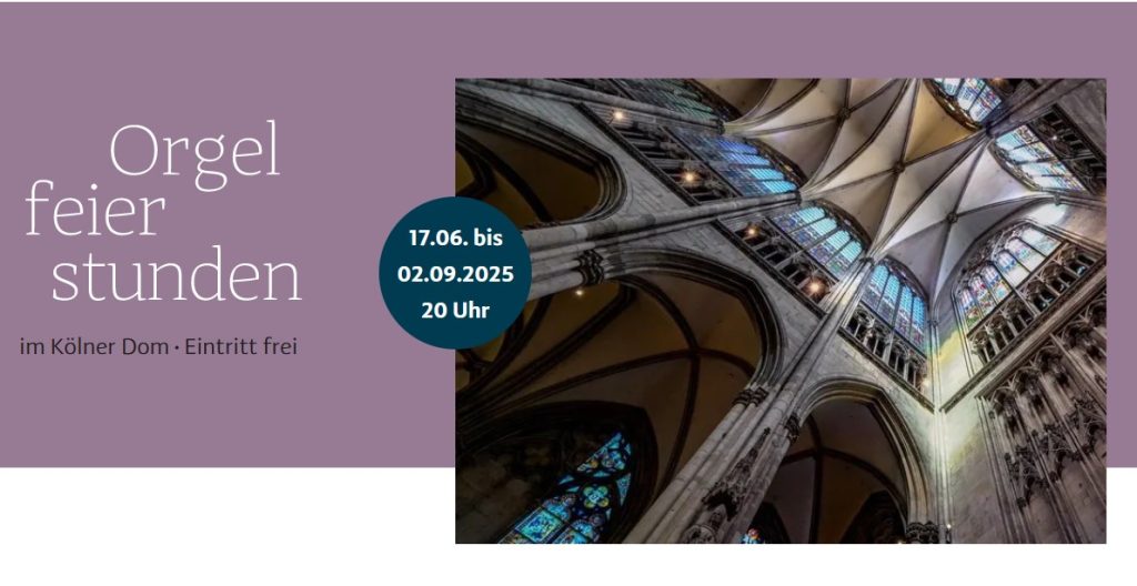 Die Orgelfeierstunden mit namhaften Organist:innen aus aller Welt finden in den Sommermonaten immer dienstags um 20 Uhr im Kölner Dom statt. Künstlerischer Leiter der Reihe ist Domorganist Prof. Dr. Winfried Bönig, der die Reihe kuratiert und auch selbst drei der Orgelkonzerte spielt. 2025 feiert die Konzertreihe vom 17. Juni bis 2. September ihr 65. Jubiläum.