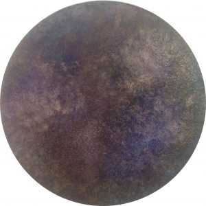 #55 Pigmente, Stahlwolle, Chroma Kupfer, Marmormehl, Essig, Salz, Acryl, Gummi arabicum auf Lw., ø 50 cm,
2015/2017