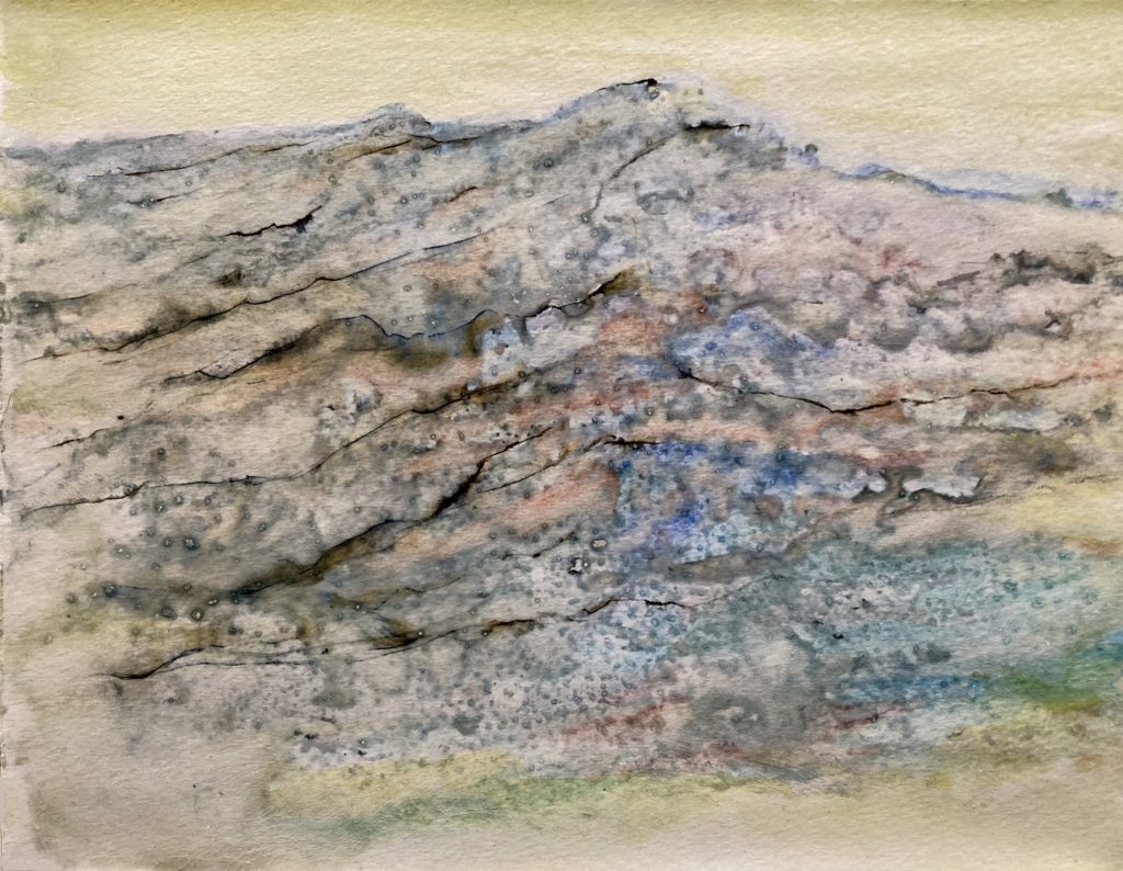 [Berglandschaft] Aquarell, Tusche, Gummi arabicum auf Büttenpapier, 24*32 cm, 2022