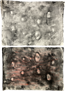Pigmente, Musou Black, Dammar, Gummi arabicum auf Papier, je 29,5*42 cm